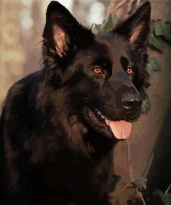 Black German Shepherd Dog Diamond Painting