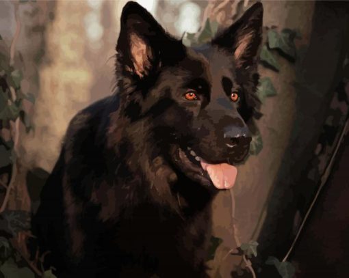 Black German Shepherd Dog Diamond Painting