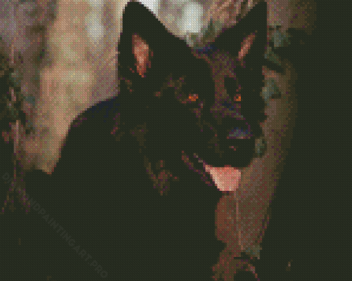 Black German Shepherd Dog Diamond Painting