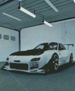 Black And White Mazda Rx7 Car Diamond Painting