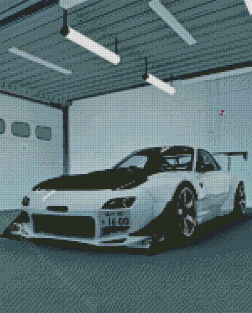 Black And White Mazda Rx7 Car Diamond Painting