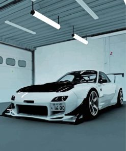 Black And White Mazda Rx7 Car Diamond Painting