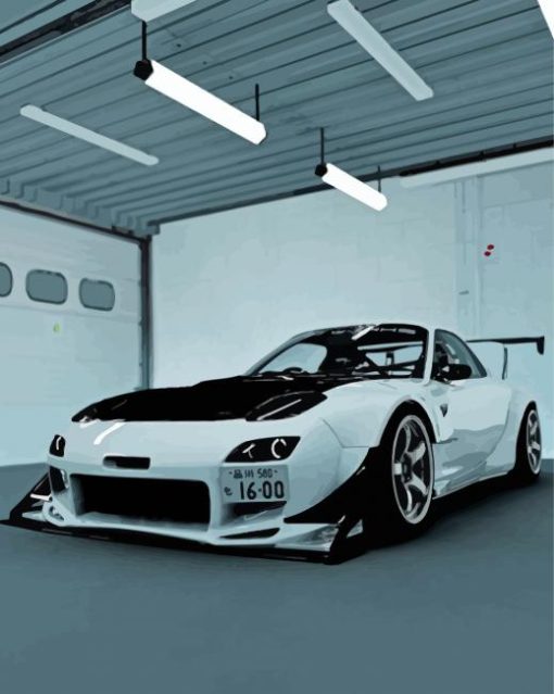 Black And White Mazda Rx7 Car Diamond Painting