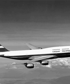 Black And White Boeing 747 Plane Diamond Painting