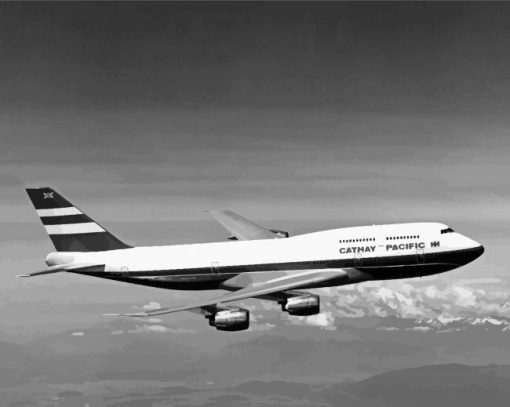 Black And White Boeing 747 Plane Diamond Painting