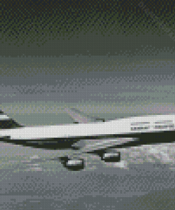 Black And White Boeing 747 Plane Diamond Painting