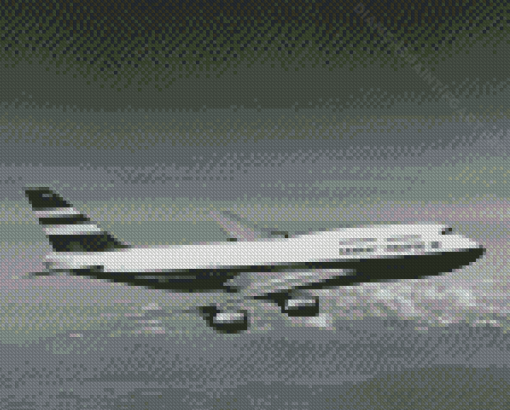 Black And White Boeing 747 Plane Diamond Painting