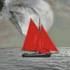 Black And White Red Boat Diamond Painting