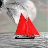 Black And White Red Boat Diamond Painting