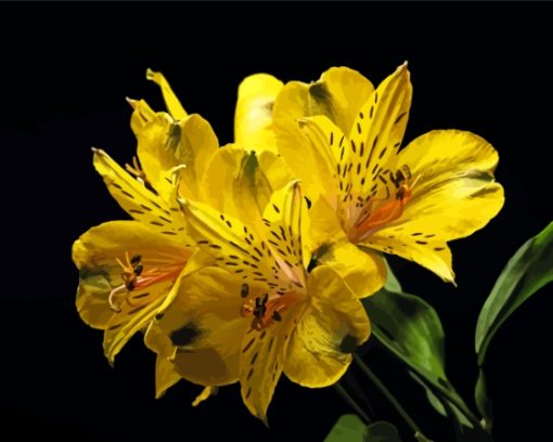 Blooming Yellow Alstroemerias Diamond Painting