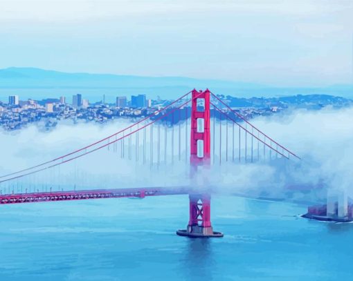 California Golden Gate Bridge In Fog Diamond Painting