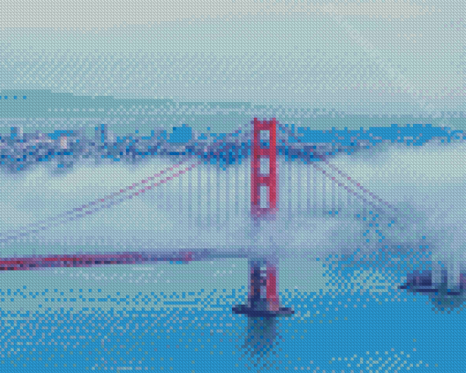 California Golden Gate Bridge In Fog Diamond Painting