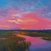 Pink Sunset Over Marsh Diamond Painting