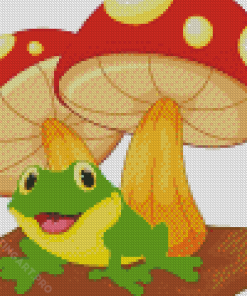 Cartoon Frog And Mushrooms Diamond Painting