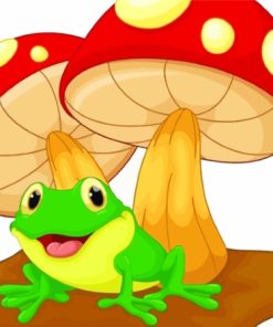 Cartoon Frog And Mushrooms Diamond Painting