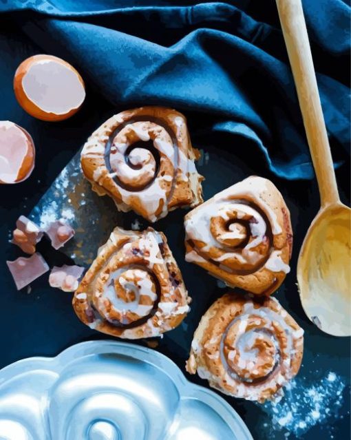 Cinnamon Roll With Cream Diamond Painting