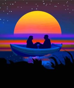 Couple In A Boat Silhouette Diamond Painting