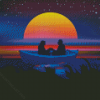 Couple In A Boat Silhouette Diamond Painting