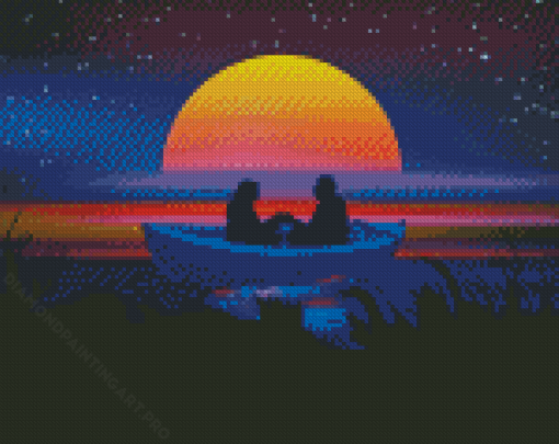 Couple In A Boat Silhouette Diamond Painting