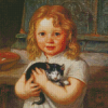 Cute Child And Kitten Diamond Painting