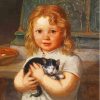 Cute Child And Kitten Diamond Painting