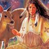 Deer With Native Indian Woman Diamond Painting