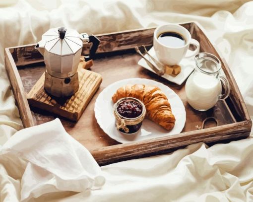 Delicious Breakfast On Bed Diamond Painting