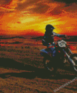 Dirt Biker Sunset Time Diamond Painting