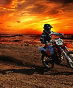 Dirt Biker Sunset Time Diamond Painting