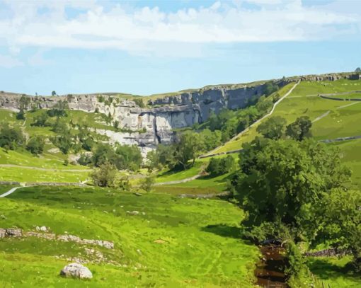 England Malham Cove Landscape Diamond Painting