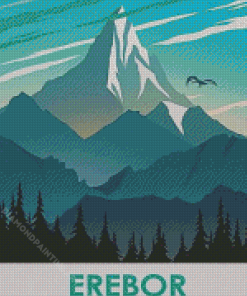 Erebor Lonely Mountain Poster Diamond Painting