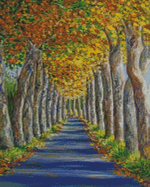 Fall Alley Trees Diamond Painting