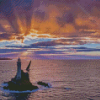 Fastnet Lighthouse Sunset Scene Diamond Painting