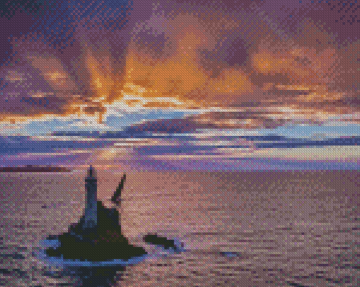 Fastnet Lighthouse Sunset Scene Diamond Painting