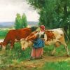 Femme Et Vaches Par Leau Julien Dupre Diamond Painting