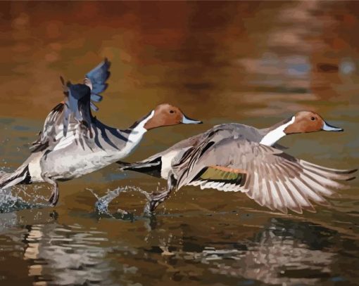 Flying Waterfowls Diamond Painting