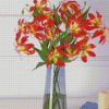 Gloriosa Lily In Glass Vase Diamond Painting