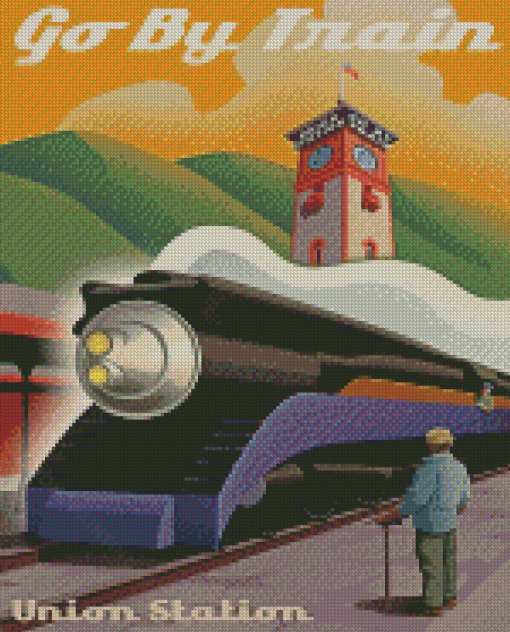 Go By Train Poster Diamond Painting