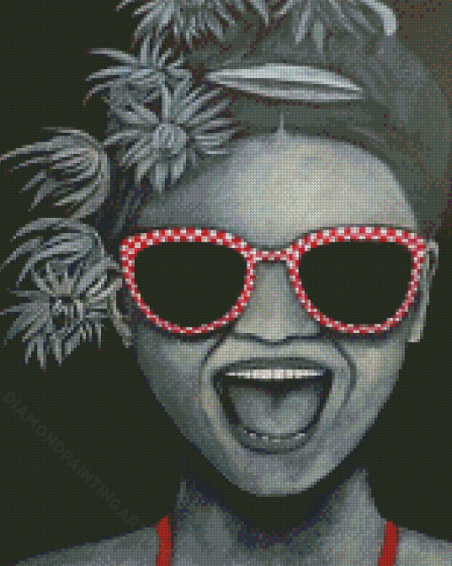 Black And White Funny Girl Diamond Painting