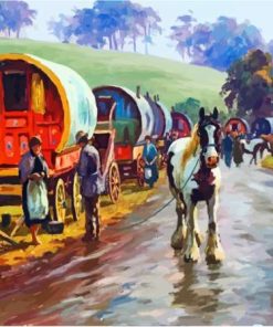 Gypsy Horse Wagon Art Diamond Painting