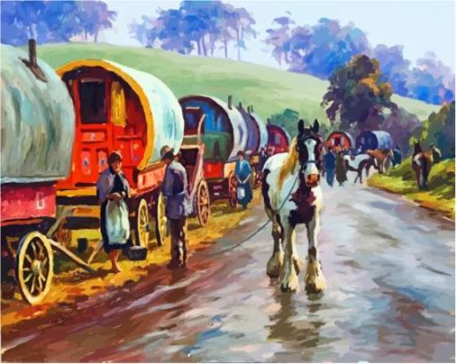 Gypsy Horse Wagon Art Diamond Painting