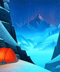 Camping In Snow Diamond Painting