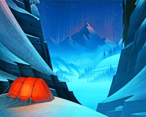 Camping In Snow Diamond Painting