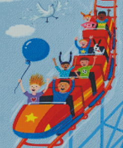 Kids Playing Roller Coaster Diamond Painting