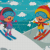 Kids Skiing Art Diamond Painting