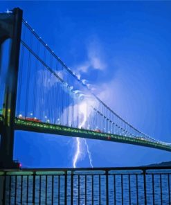 Lightning At Verrazzano Narrows Bridge Diamond Painting