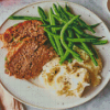 Meatloaf With Green Beans And Potato Cream Diamond Painting