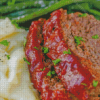 Meatloaf With Mashed Potatoes And Green Beans Diamond Painting