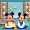 Mickey And Minnie Mouse In Japan Diamond Painting