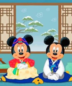 Mickey And Minnie Mouse In Japan Diamond Painting